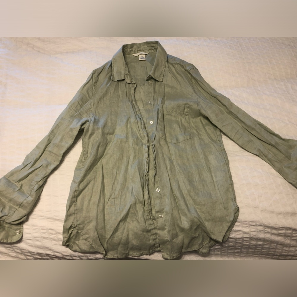 H&M Linen Blouse in Sage Green